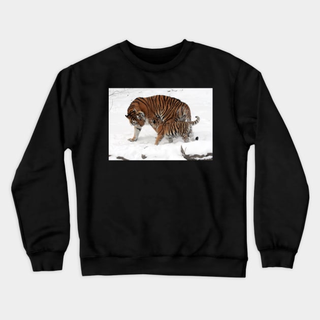 Tiger and cub Crewneck Sweatshirt by MinnieWilks
